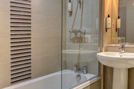 Compact, modern bathrooms in all bedrooms