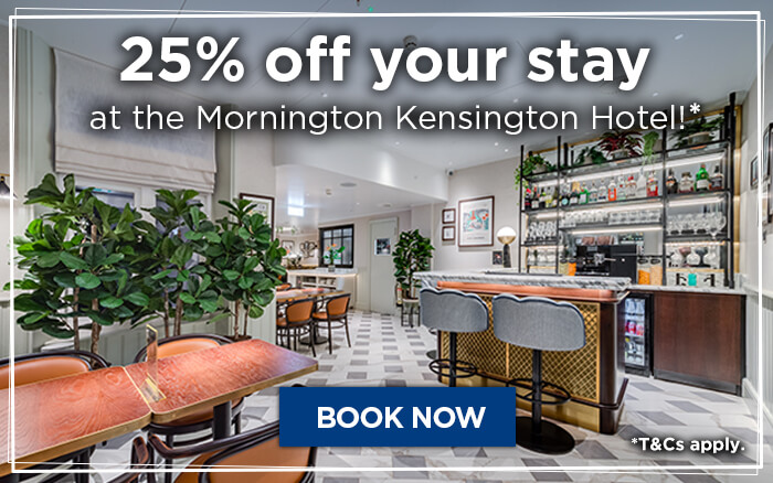 GET 25% OFF STAYS¹ AT THE MORNINGTON LONDON KENSINGTON, BW PREMIER COLLECTION BY BEST WESTERN!
